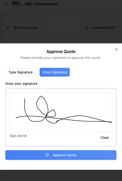 Digital estimate approval interface